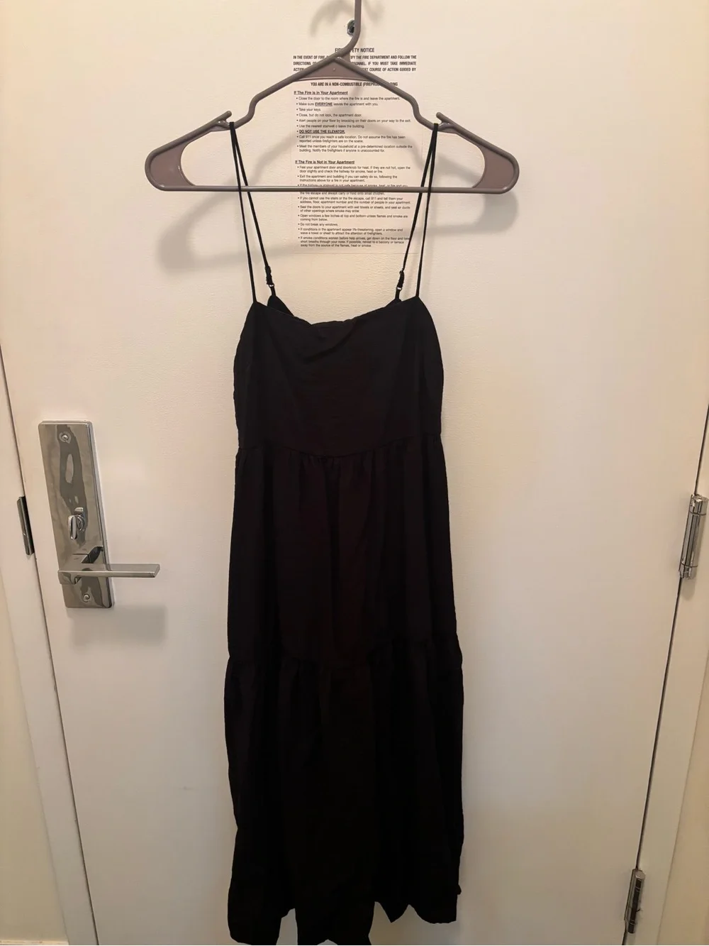 Abercrombie & Fitch Black Spaghetti Strap Tiered Maxi Dress